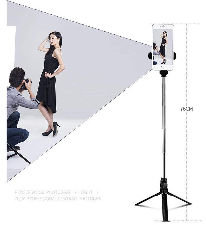 Stativ stativ udtrækkelig 360 graders rotation selvudløser bluetooth selfie stick monopod foldbar live mobiltelefonbeslag  r60