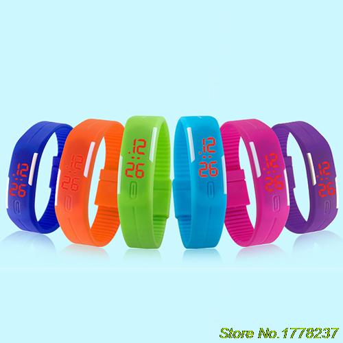 Reloj de pulsera LED rojo de silicona para hombres y mujeres, reloj de pulsera táctil Digital 4VOP