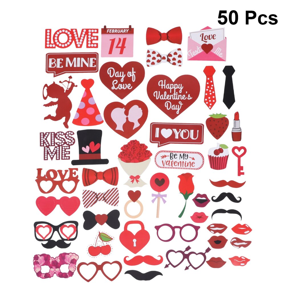 Accesorios creativos para fotos, accesorios para fiestas del Día de San Valentín, accesorios de fotografía para de boda, 50 Uds.