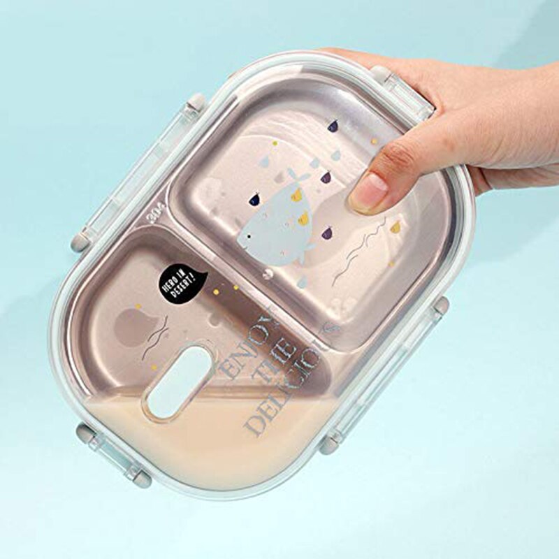 Lunchbox Stainless Steel Lunch Box Sealed Bento Box Food Box Food Storage Box for School Picnic Camping (Blue)