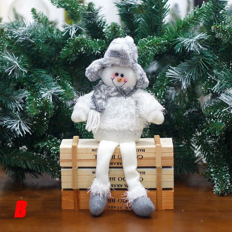 Juledekorationer siddende jul julemanden snemand figur plys legetøj dukke jul fest træ hængende dekor xmas: B