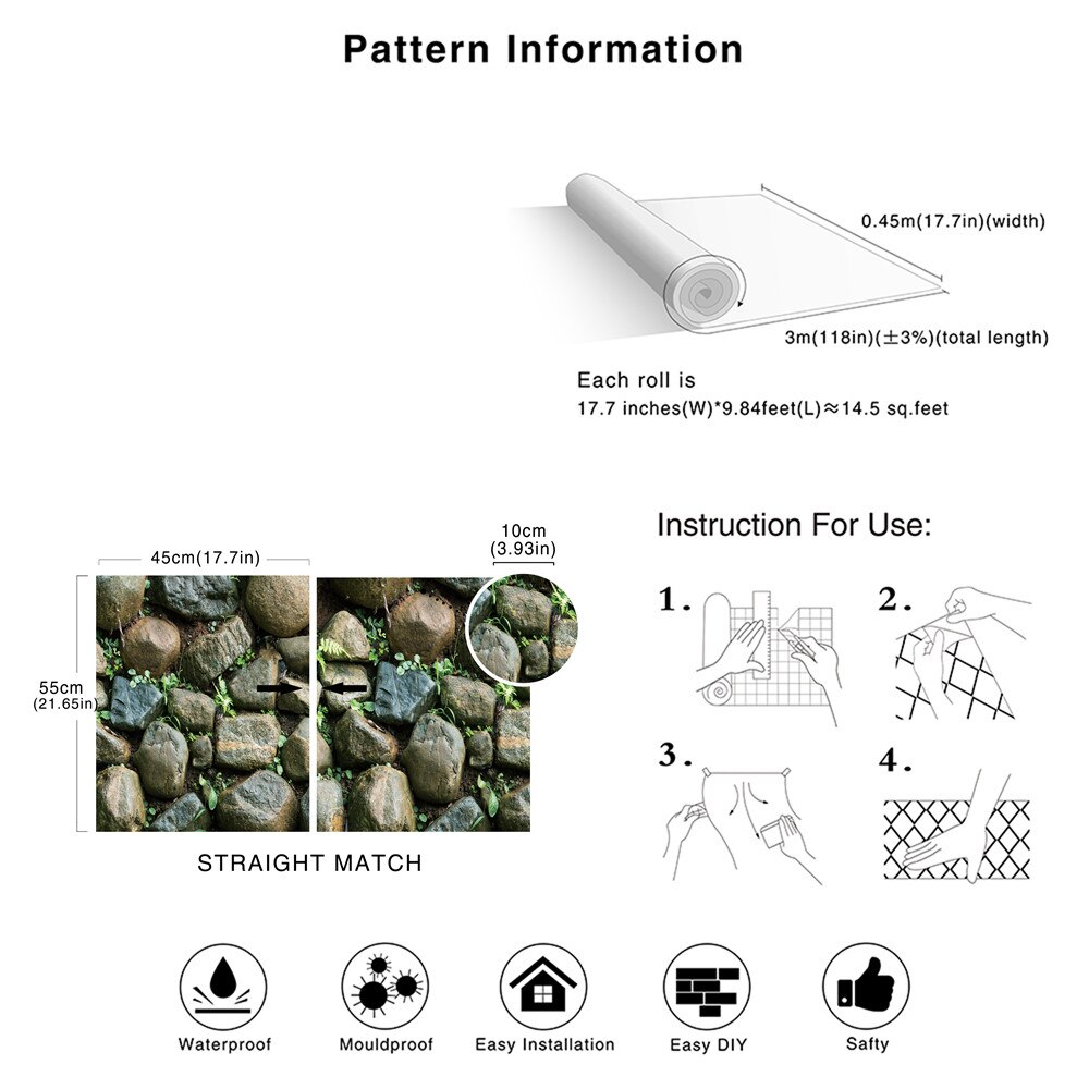 Baksteen Contact Papier Haard Keuken Backsplash Schil-Stick Muur Deur Teller Top Liners Decor Zelfklevende Steen Behang