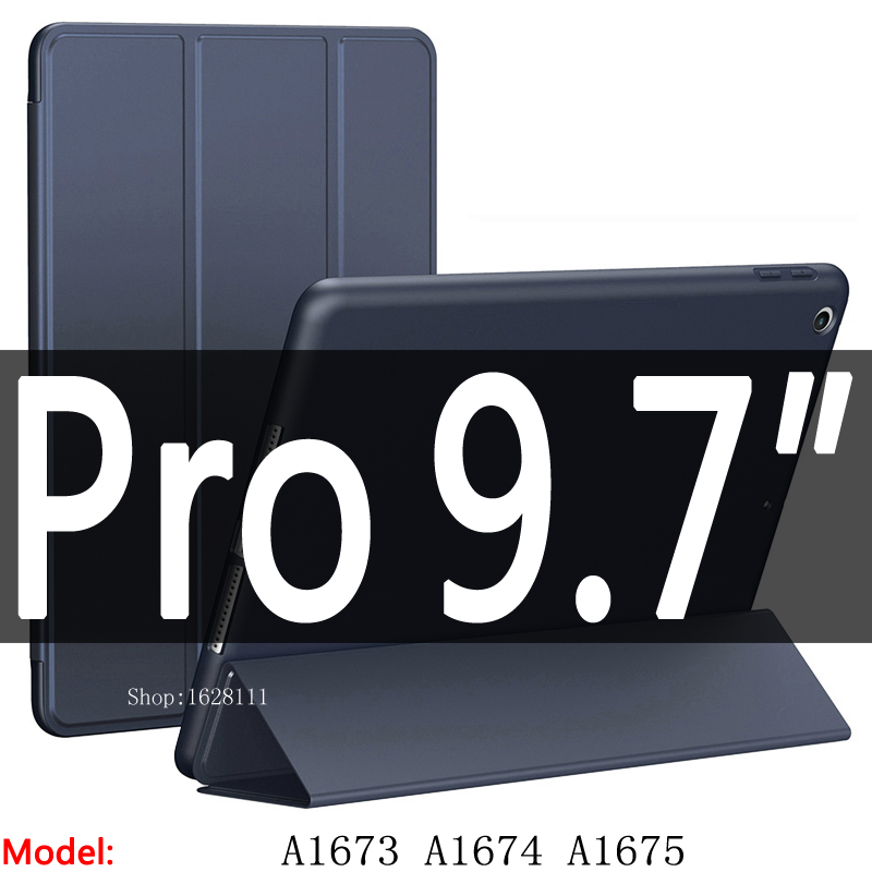 Enkelt for ipad pro 9.7 etui  / a1673 a1674 a1675,  mykt tpu skinn smart deksel for ipad 2/3/4 etui funda  a1460: Pro 9.7 mørkeblå