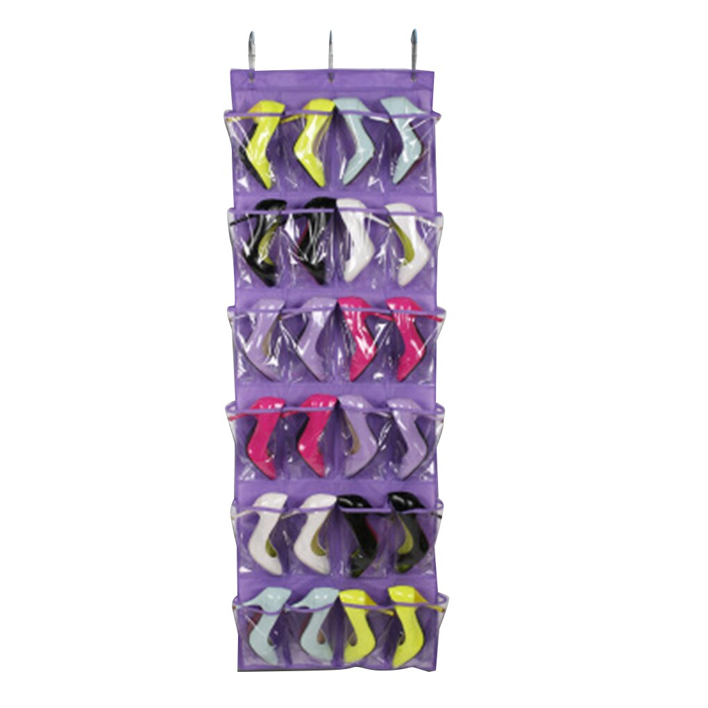 24 Pocket Over the Door Shoe Organizer Rack Hanging Storage Space Save Hanger Behind Door Non-woven Clear Shoe Storage Closet: No.4