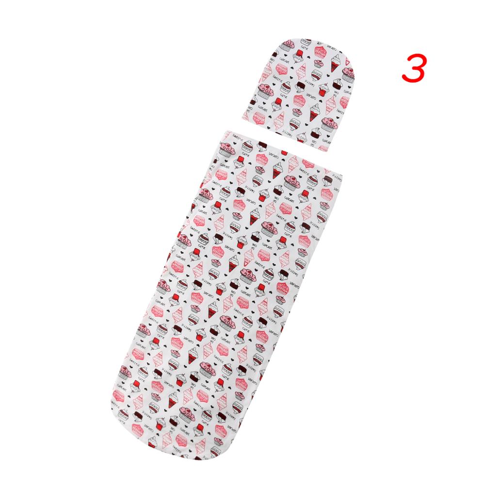 Baby Sleeping Bag Soft Comfortable Infant Swaddle Muslin Blanket Newborn Baby Wrap Swaddling Blanket Bag+Hat Set: 3