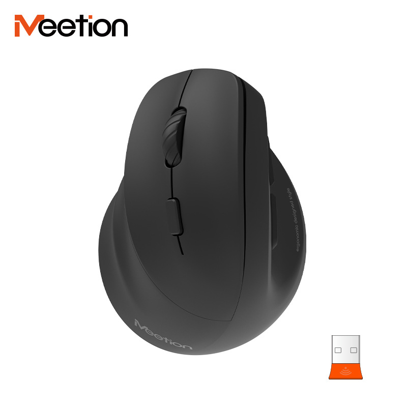 Wireless Vertical Mouse Left Hand Rechargeable Mute Button RGB DPI Adjustable Button Ergonomics Office Use Dual-mode: black