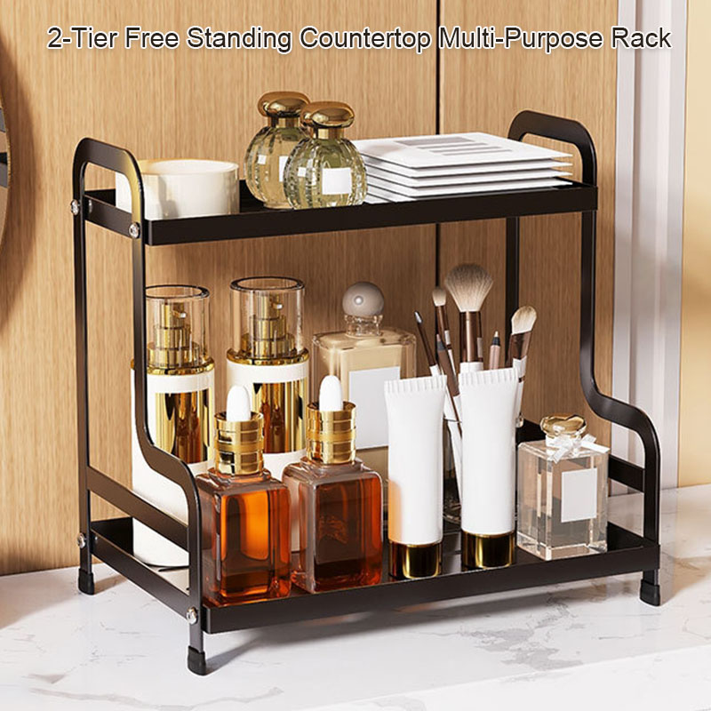 Huishoudelijke artikelen aanrecht kruidenrek 2-laags keuken kruidenorganizer opbergplank kruidenrek voor kast make-up organizer voor ijdelheid