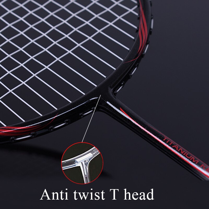 6U 72g Strung Badminton Racket Balanced Carbon Badminton Racquet 22-30 LBS free Grips and Sweatband