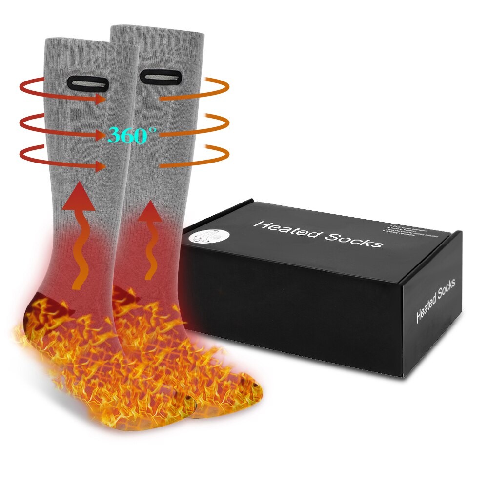 1 par opvarmede sokker til kvinder mænd hjælper varme kolde fødder komfort sundhedsopvarmede sokker med kraftige strømbanker: Grå