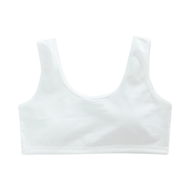 Cute Girls Training Bra Solid Color Crop Tank Bras for Girls Seamless Bra Wireless Unpadded Bra Wide Shoulder Strap