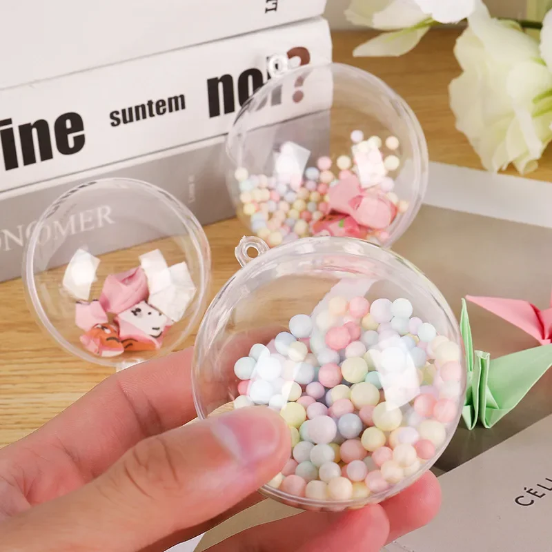 1/24 stücke DIY Kunststoff Ball Befüllbare Transparente Hohl Hängende Ornamente Weihnachten Baum Offene Kugel Kasten Dekor für hochzeit Party