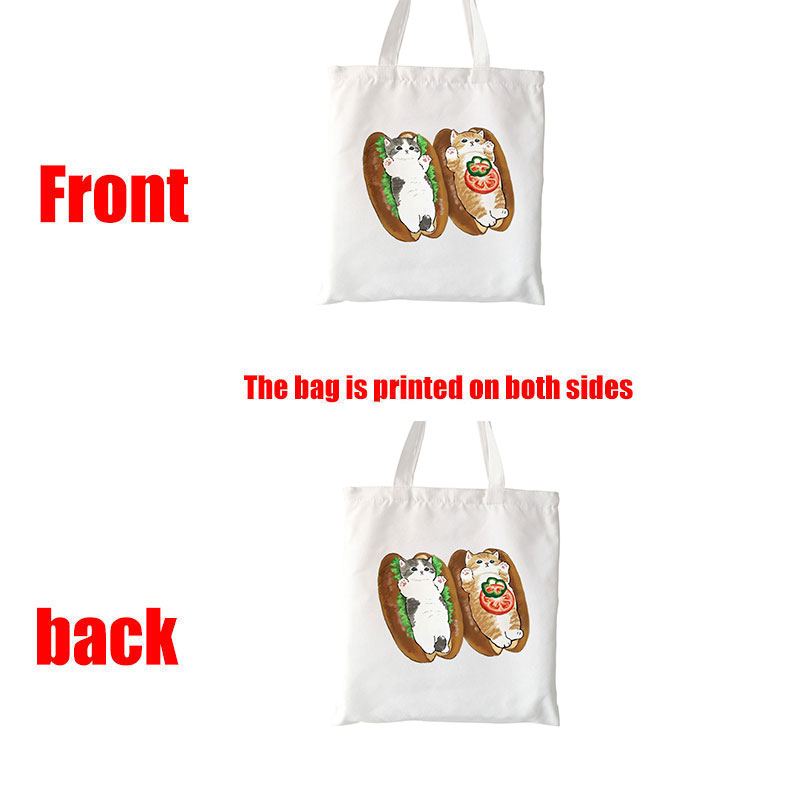 Bolso de mano de Manga con dibujos de gatos Kawaii, bolso de playa, bolsos de compras, bolsos de hombro de lona, bolsos de compras para mujer de alta capacidad