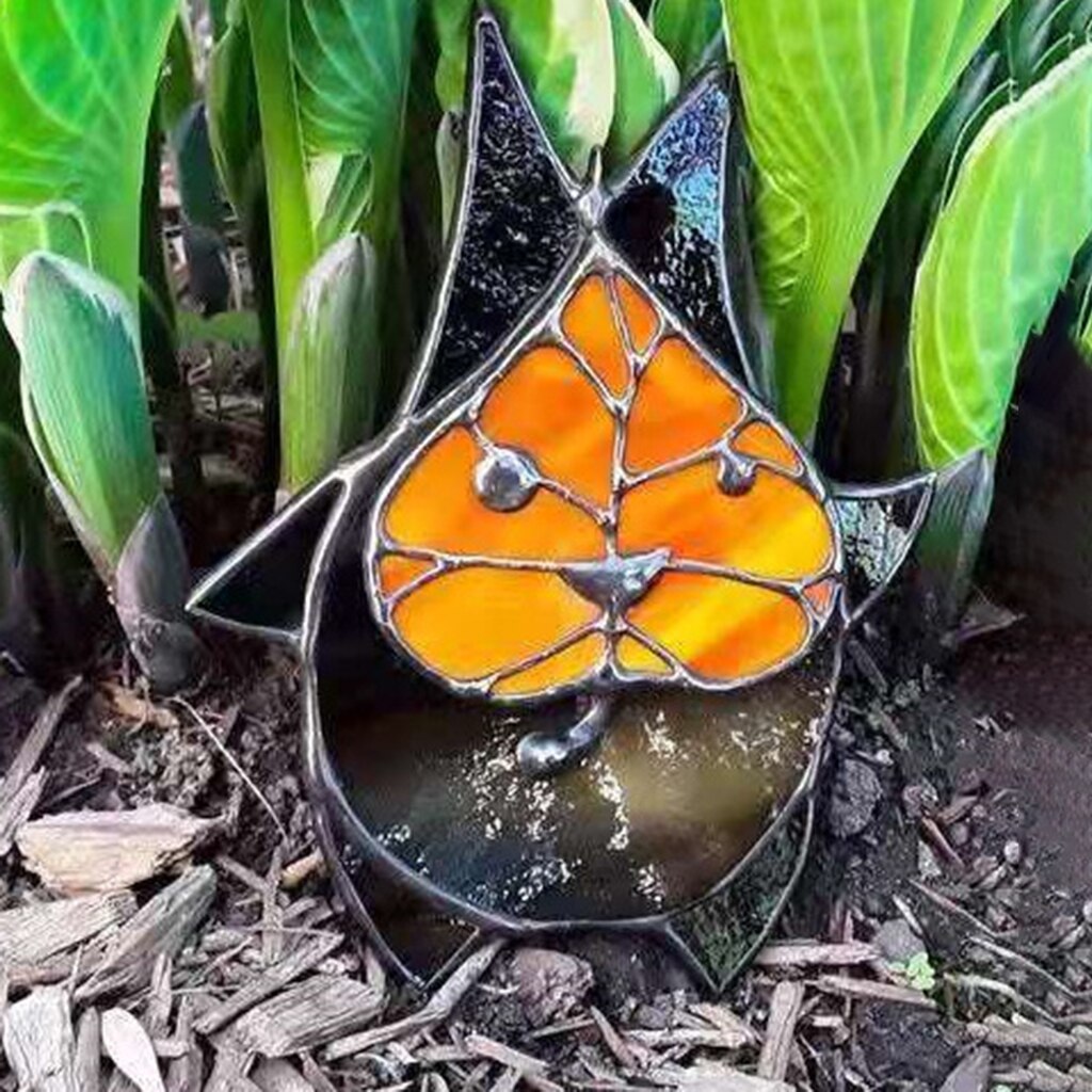 Garden Korok Statue Stained Glass Leaf Elf Craft Decoration Artistic Garden Sculptures Outdoor Backyard Lawn Yard Ornaments