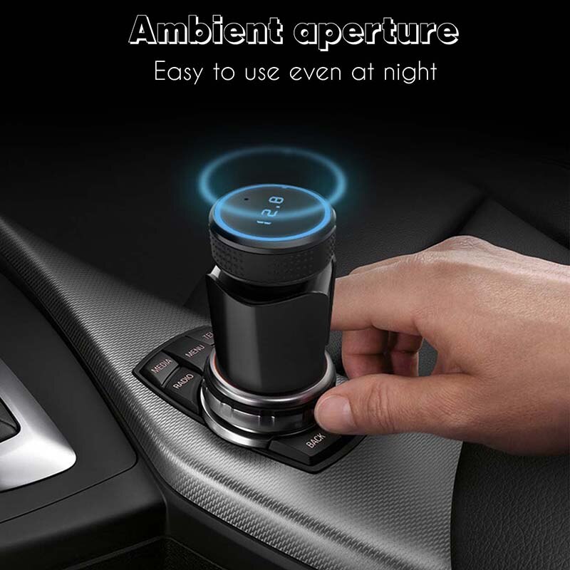 JINSERTA Bluetooth 5.0 Handsfree Kit AUX Audio Car MP3 Player TF USB Wireless FM Modulator with Smart Charge Dual USB Ports