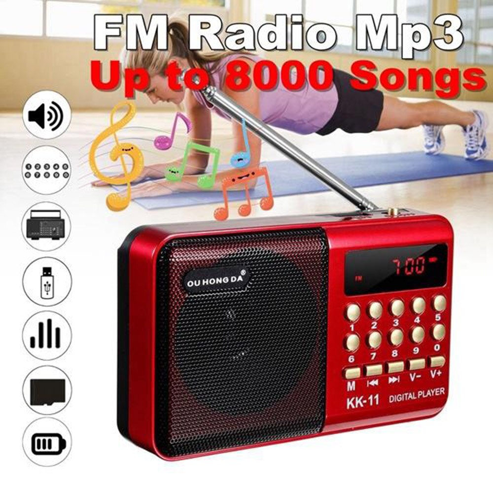 Fm-radio-lautsprecher, tragbarer digitaler fm-usb-tf-lautsprecher für  mp3 wiedergabegeräte, wiederaufladbarer akku, mini-tragbares radio