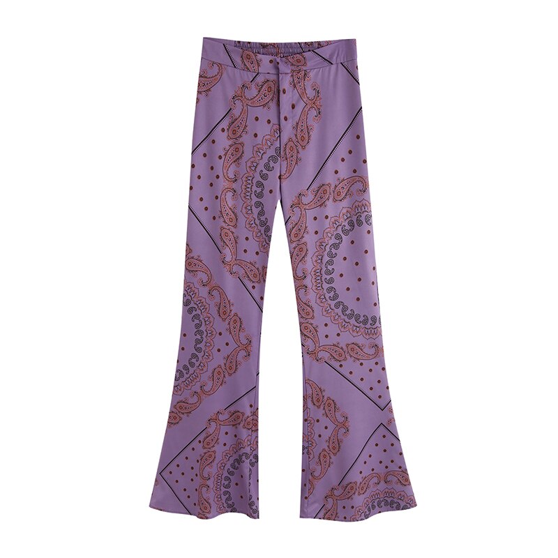 Kvinder jakkesæt blazer za to dele sæt kontor dame dobbelt knap blomsterprint blazere jakker boot cut bukser bukser kvinde