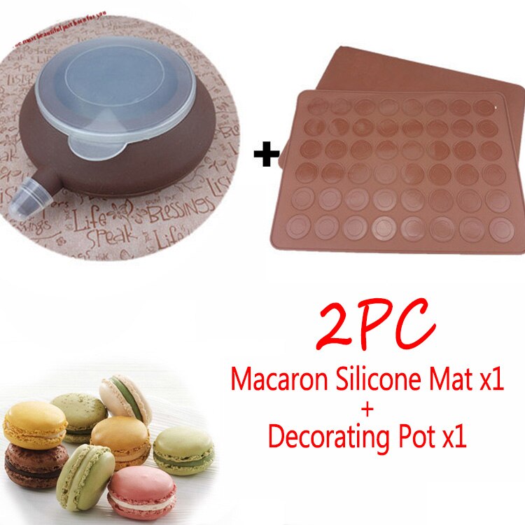 2 Stk/set Grote Bitterkoekje Kit Macaron Siliconen Mat Non-stick Bakvorm Set 48 Capaciteit Macaron Pot Cake Decorating levert: 2pc