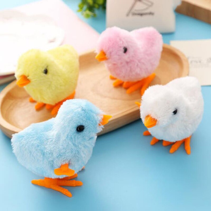 2 Pc Cute Plush Wind Up Chicken Kids Educational Toy Clockwork Jumping Walking Chicks Toys For Children Baby Boy Girl: 5 pcs random color