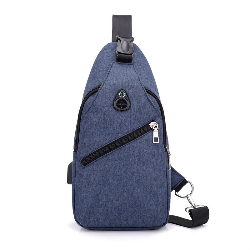 Moderno Paquete de bolsos de un solo hombro para hombre, bolso cruzado con carga USB, mochila antirrobo de una sola Correa: blue