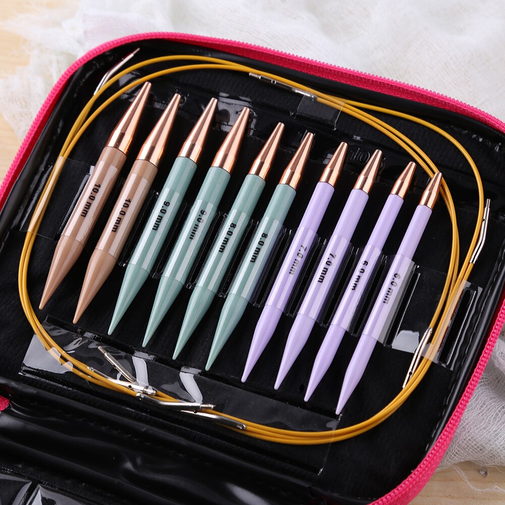 13 Pair Aluminum Circular Knitting Needles Set Interchangeable Crochet Hook Needles for Crochet Patterns & Yarns DIY Knit Tool