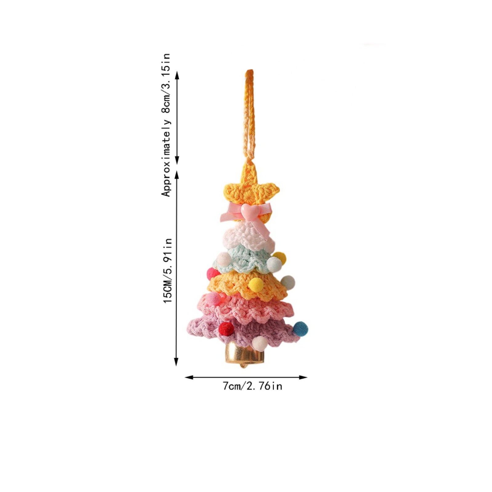 Heklet juletre-pynt justerbar plysj juleklokkeanheng juledekorasjon hjemmekontor bilanheng