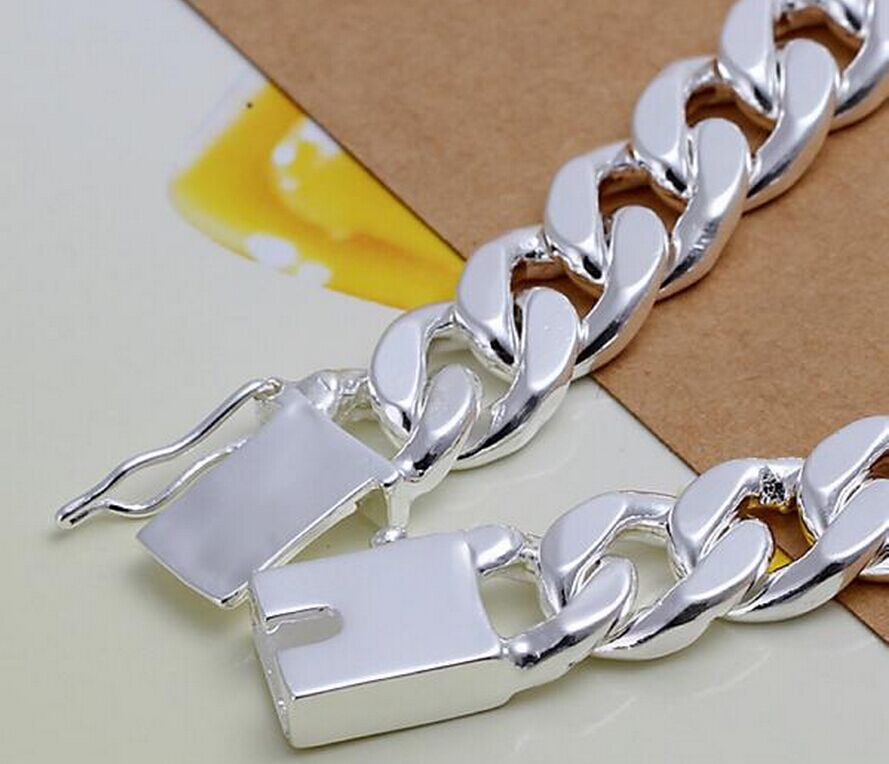 Promociones pulsera/brazalete de 20cm de largo, pulsera de 10mm de ancho para hombre de , pulsera de con enchapado de plata de Navidad de