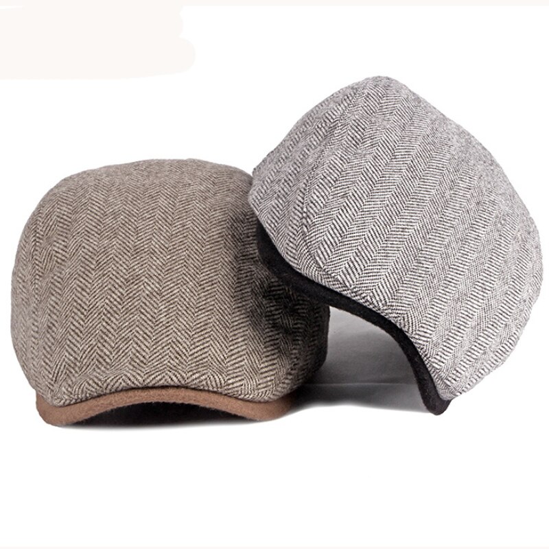 Gorro de otoño invierno HT3330 para hombre y mujer, boina Vintage a rayas, boina de pintor, sombrero plano, hiedra, Newsboy
