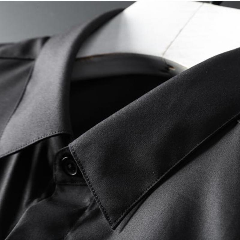 Enfärgade herrskjortor lyxiga kristalldiamantskalle långärmade herrskjortor slim fit fritidsskjortor plus storlek 4xl