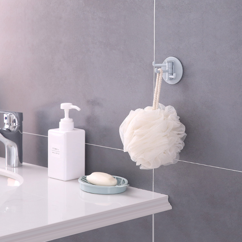 WBBOOMING Plastic Wall-mounted Adhesive Hook Rotatable Strong Bearing Stick Hook Kitchen Wall Hanger Bathroom Kitchen Hooks