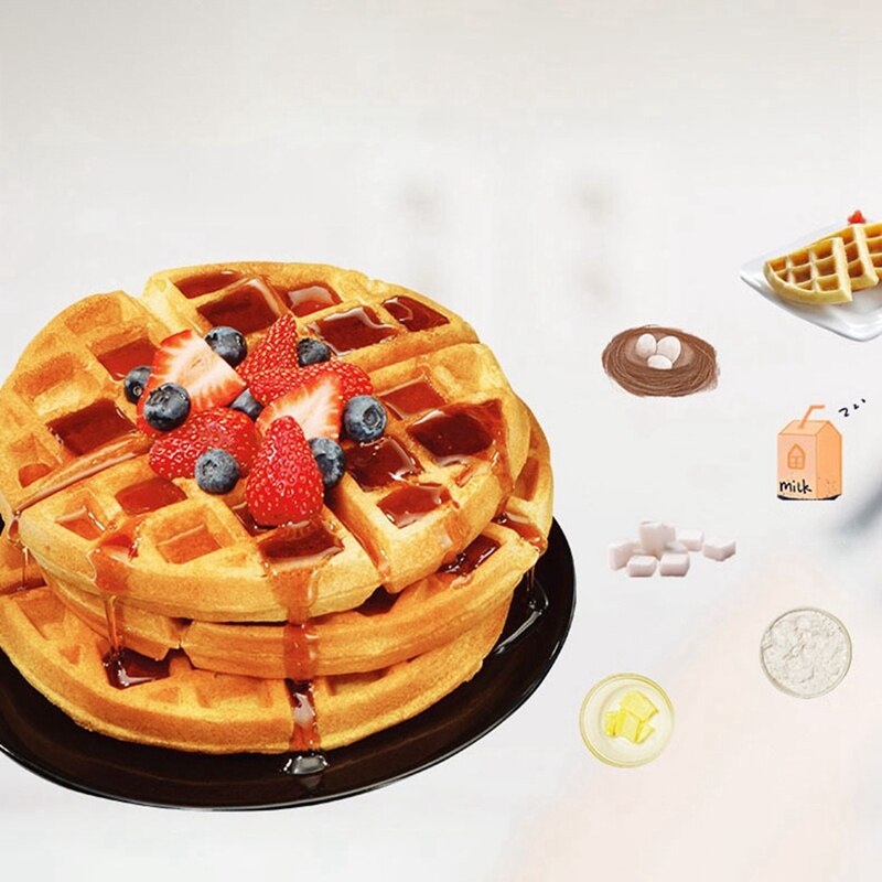 Waffle Maker Iron Machine Electric Non-Stick Coating Deep Cooking Plates Adjustable Temperature Control-EU Plug