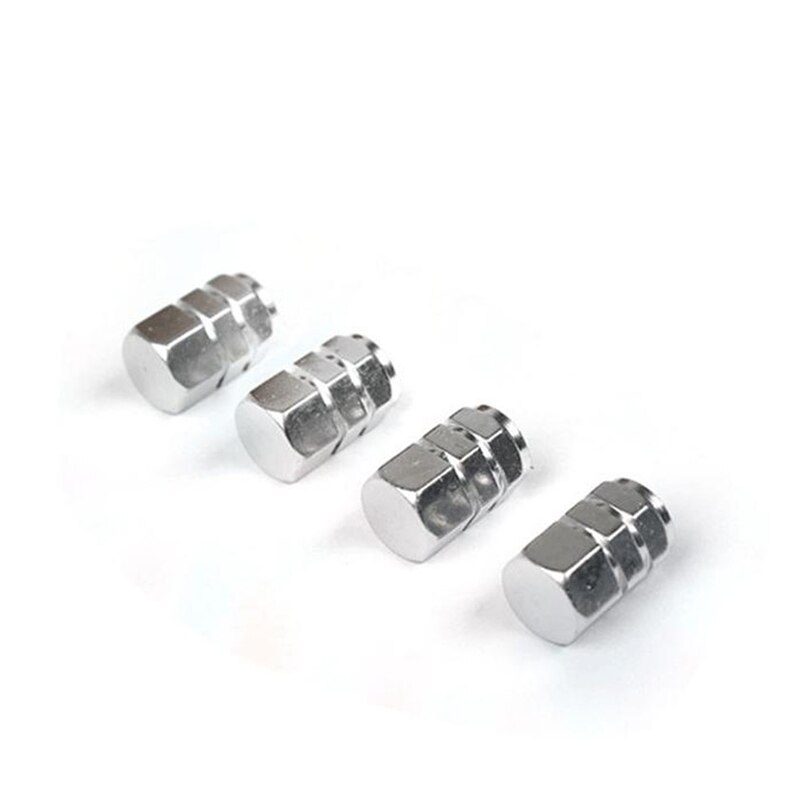 Autoband Ventieldopjes 4 Pcs Bolt-In Aluminium Theftproof Ventieldopjes Tyre Stem Air Caps Voor Citroen ventieldopjes Cap Fiets: Zilver