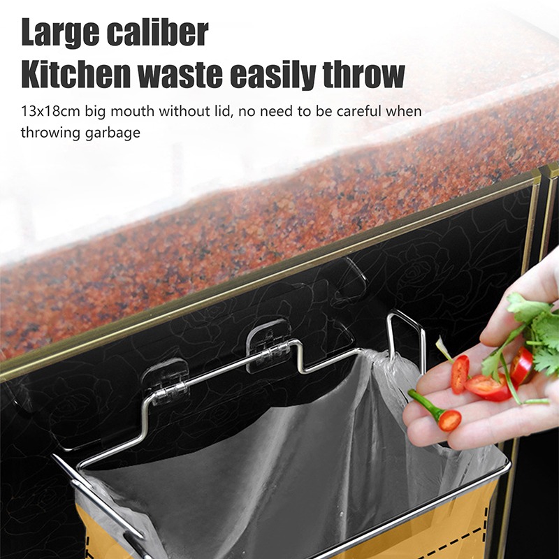 JJYY Keuken Prullenbak Kastdeur Vuilniszakken Houder Roestvrijstalen Kast Vuilnis Opslag Houder Keuken Opslagbenodigdheden
