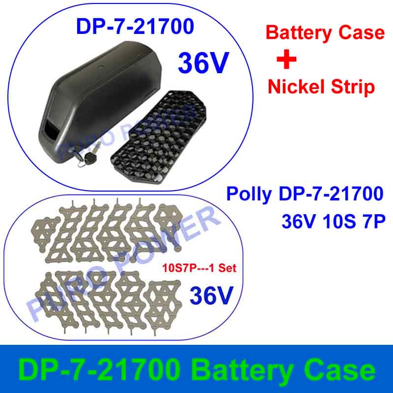 POLLY DP-7-21700 caja de batería compatible con 70 Uds 21700 celdas caja vacía tira de níquel 10S 13S 14S 35A DP-2170-7 para batería DIY 36V 48V 52V: Negro