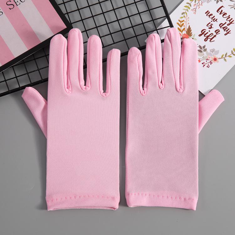 Billig rosa brude fest hansker korte kvinner bryllup tilbehør mann etikette hvit bomull finger sateng hansker rød prinsesse hanske: Rosa