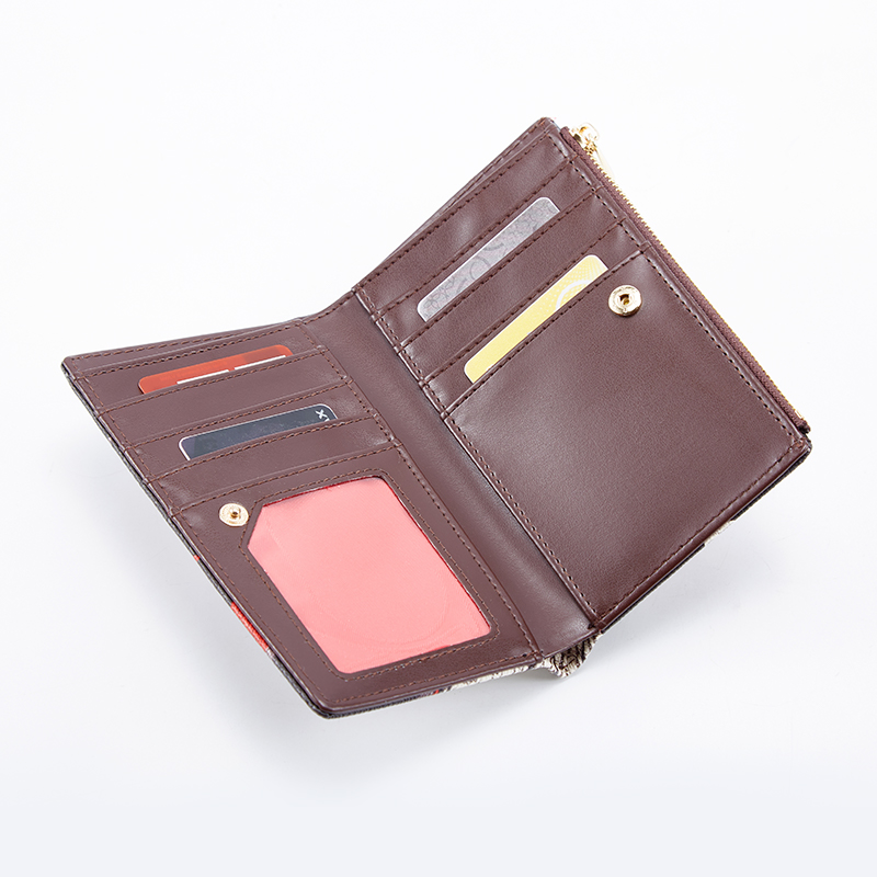 Damepung med bogstavtegneseriemønster klassisk retro lang opbevaringspung i pvc-materiale damepung