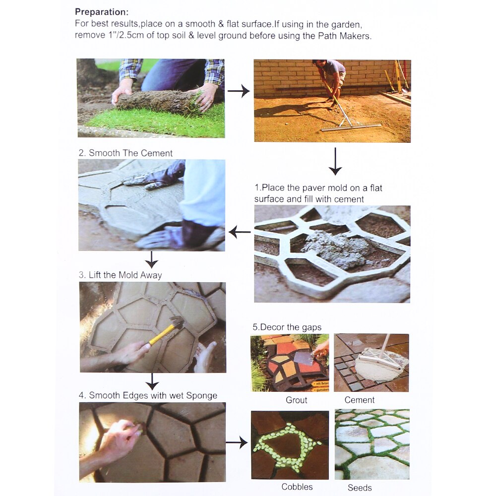 Path Maker Mold Reusable Concrete Cement Stone Paver Walk Mould DIY Reusable Concrete Brick Mold