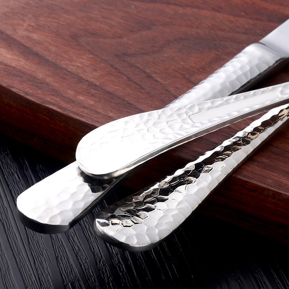 5 Stks/partij Zilver Rvs Bestek Bestek Sets Westerse Voedsel Servies Set Vork Mes Lepel Gehamerd Keuken Gereedschap Sets