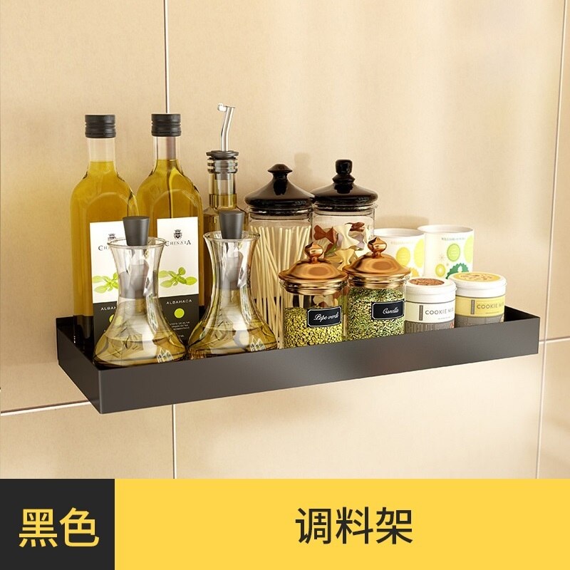 Punch-free Stainless Steel #304 Kitchen Rack Seasoning Rack Wall Storage Shelf Spice Rack Wall-mounted: shelf only F