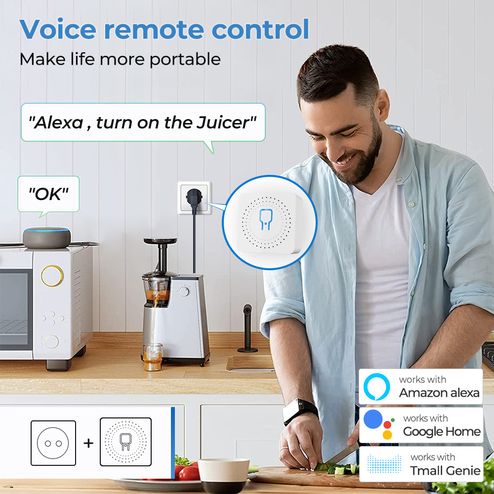 Tuya Zigbee / WiFi MiNi inteligentny przełącznik z monitorem zasilania 16A 2-kierunkowe sterowanie wyłącznik czasowy przekaźnik działa z Alexa Google Home Alice