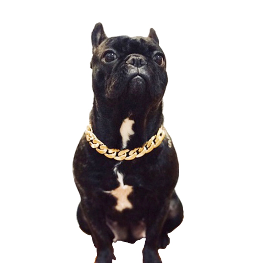 Pet Hond Kat Ketting Kraag Krachtige Plastic Ketting Gouden Zilveren Ketting Kleine Medium Grote Hond Chihuahua Franse Bulldog