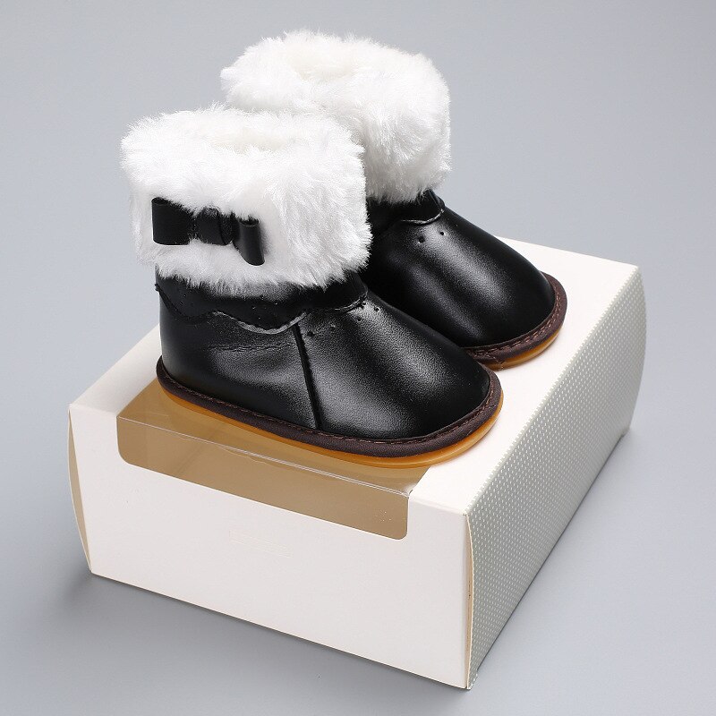 Metalen Baby Meisjes Winter Bont Schoenen Kids 'Winter Laarzen Rubberen Zool Laarzen Zacht En Warm Harde Zolen Snowboots winter Boog Schoenen
