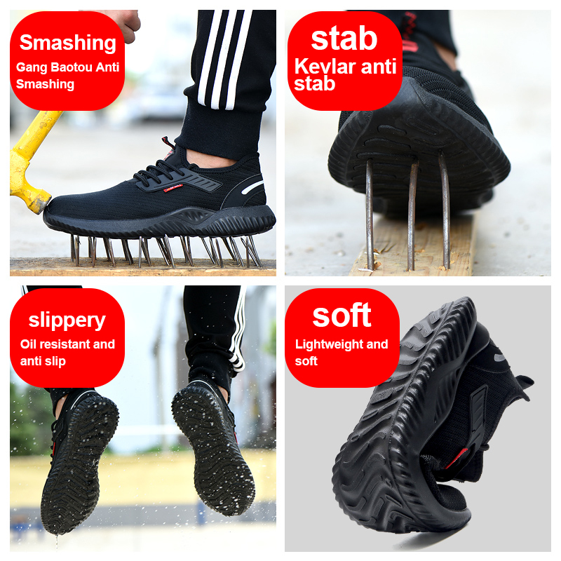 Zapatillas de trabajo con punta de acero para hombre, zapatos de seguridad, botas de trabajo a prueba de perforaciones, calzado Indestructible de
