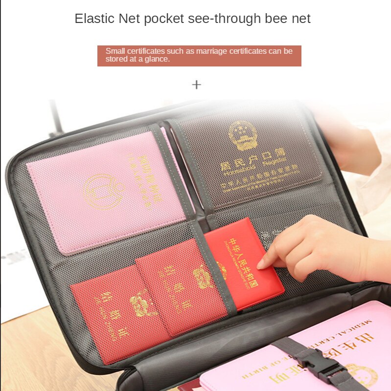 Multifunction Document Bag Business Certificate File Organizer Briefcases Household Deed Paperwork Storage Pouch Accessories