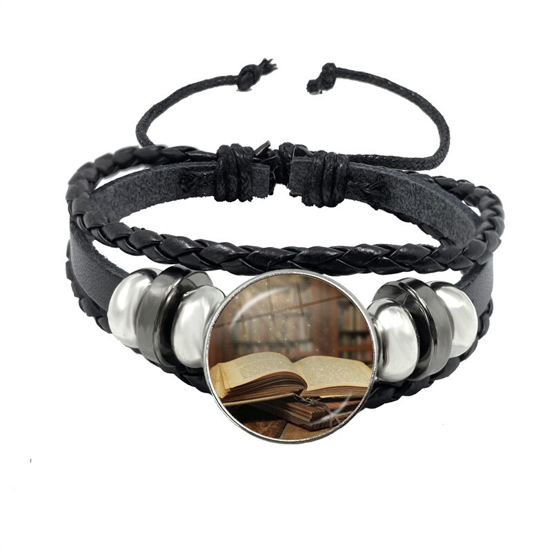 Pulsera de cuero para hombres y mujeres, brazalete de , accesorios de joyería, de escritor, Biblioteca de libros, profesor y estudiante: 13