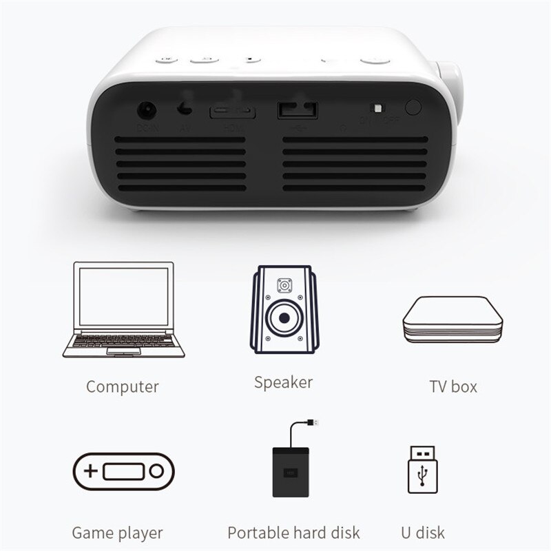 YG280 Mini LED Projector 1080P Portable Home Theater Outdoor Movie Vedio Player Beamer For Film Live Games HDMI USB AV Ports