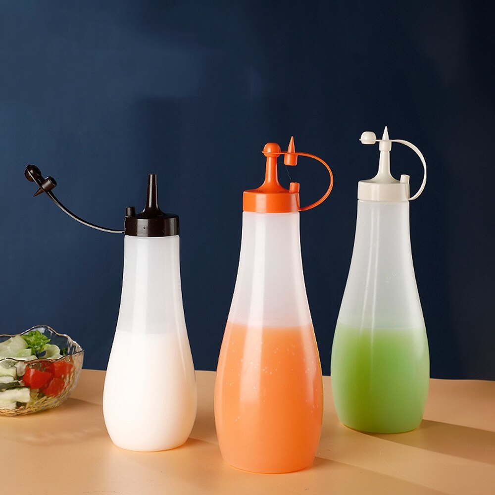 250/360/480/720ml bouteille de compression avec bouchon pour Ketchup moutarde Mayo Sauces chaudes huile d'olive Condiment presser bouteille outils de cuisine
