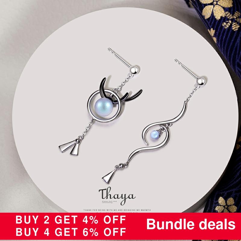 Thaya réel 925 en argent Sterling à la main concepteur Dangle cornes boucle d'oreille femmes de Style japonais pour les femmes bijoux fins