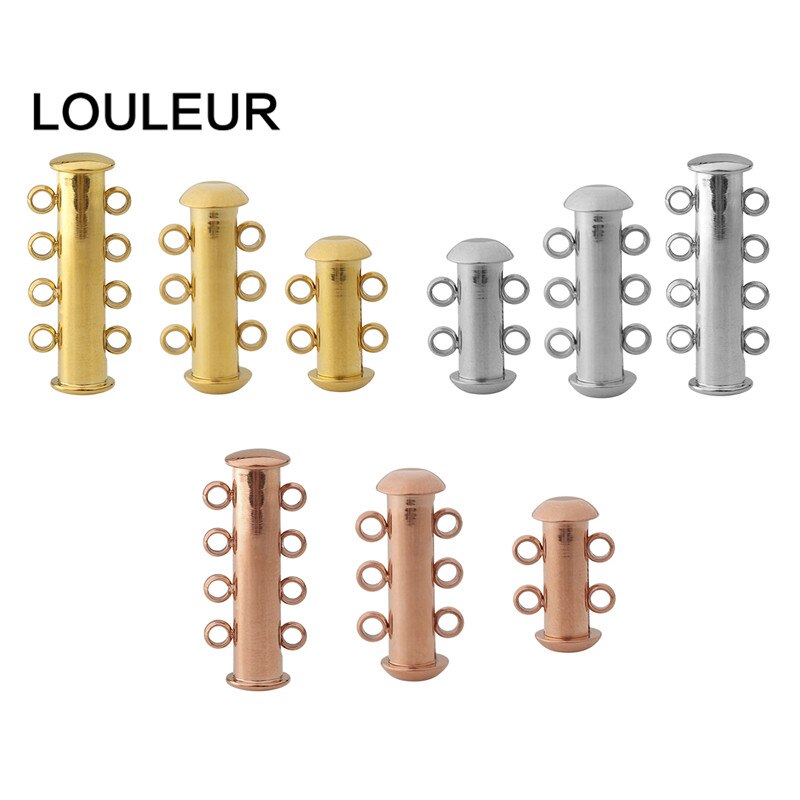 Tone stærk guld glide lås 2/3/4 rækker huller armbånd lukning halskæde magnetiske lås til multistrand smykker lås
