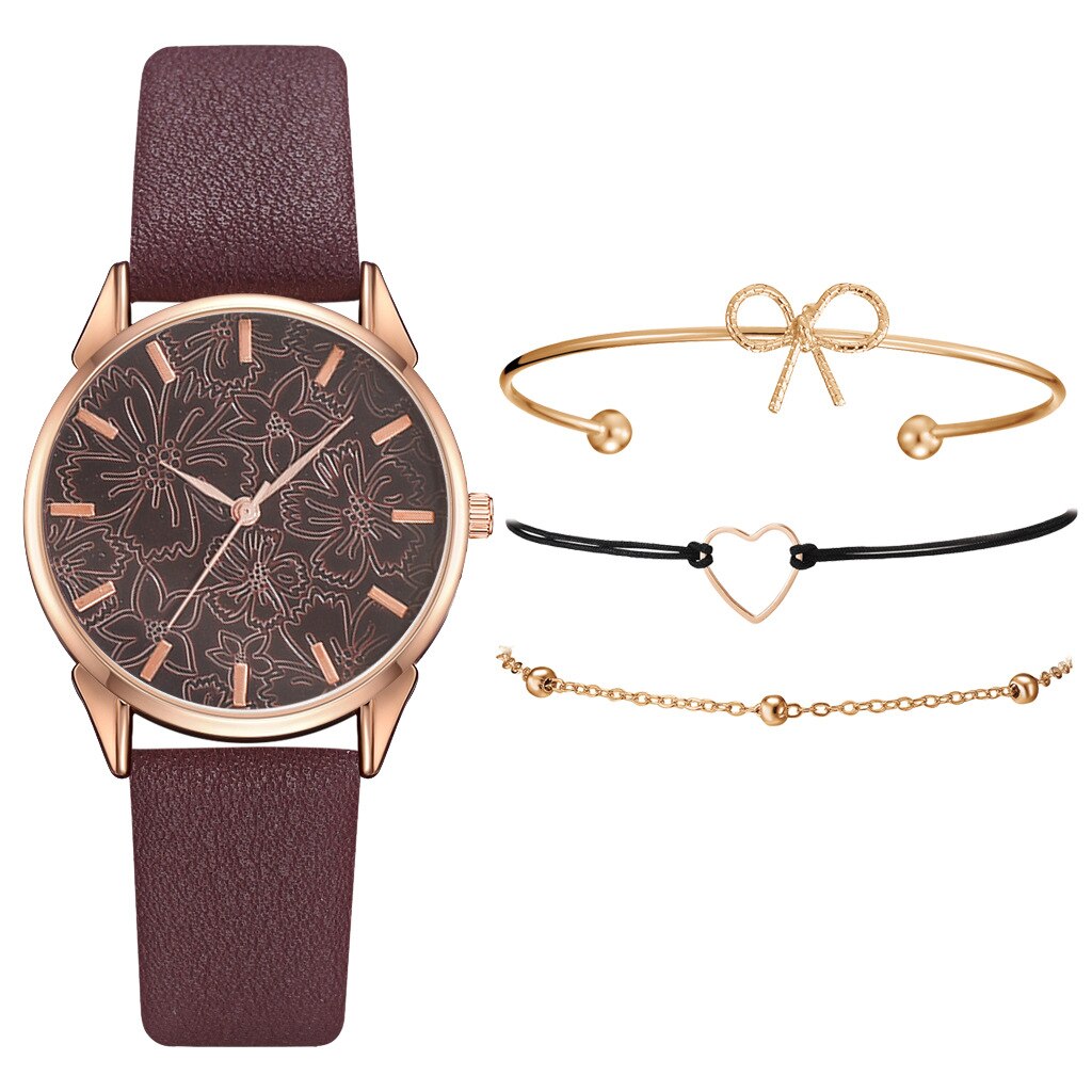 2022 4Ps Eenvoudige Mode Mode Horloge Quartz Horloge Vrouwen Klassieke Pu Band Dames Horloge Reloj De Señoras: 8