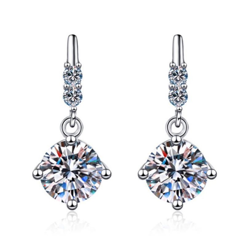 Cosya Real 1 Carat Moissanite Oorbellen Voor Vrouwen 100% 925 Sterling Zilveren Diamanten Oorbellen Bruiloft Fijne Sieraden: 0.5 carat each
